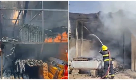В бакинском поселке произошел пожар в магазине стройматериалов