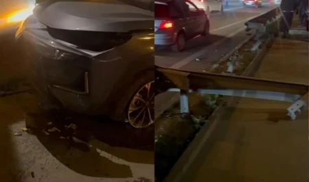 Попытка избежать столкновения закончилась аварией на дороге к аэропорту Баку