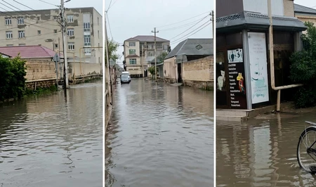 В Баку из-за ливня затопило улицы: движение затруднено