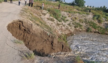 Ликвидация последствий прорыва Ширванского оросительного канала в Гёйчайском районе продолжается