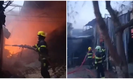 В Гяндже произошел пожар на заводе