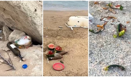 Бесплатный пляж в Бильгях утопает в мусоре