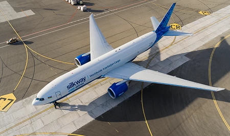 Третий грузовой самолет Boeing 777 авиакомпании Silk Way West Airlines прибыл в Баку