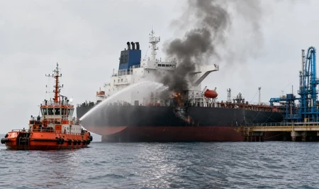 В Каспийском море атакован танкер