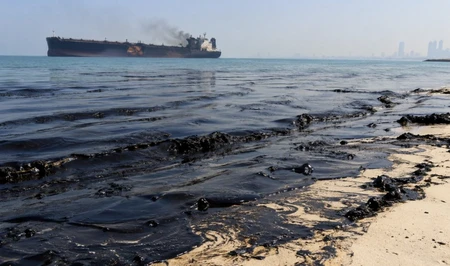Утечка нефти с поврежденного танкера угрожает побережью нескольких эмиратов