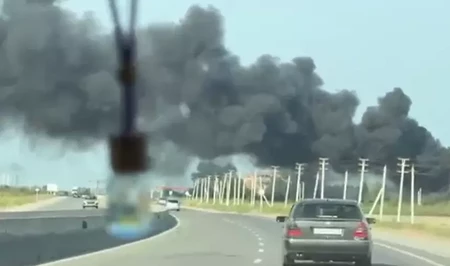 В Кюрдамирском районе произошел пожар возле АЗС