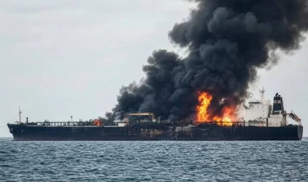 Нефтяной танкер подвергся обстрелу вблизи побережья Омана в Ормузском проливе
