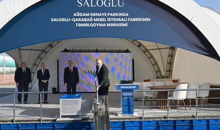 Ильхам Алиев заложил фундамент предприятия Saloğlu Qarabağ в Агдамском промышленном парке