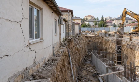В Хырдалане рядом с домами вырыли двухметровый котлован: жители жалуются на трещины