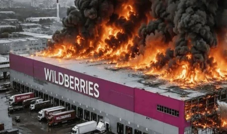 На складе Wildberries в Ленинградской области России произошло возгорание